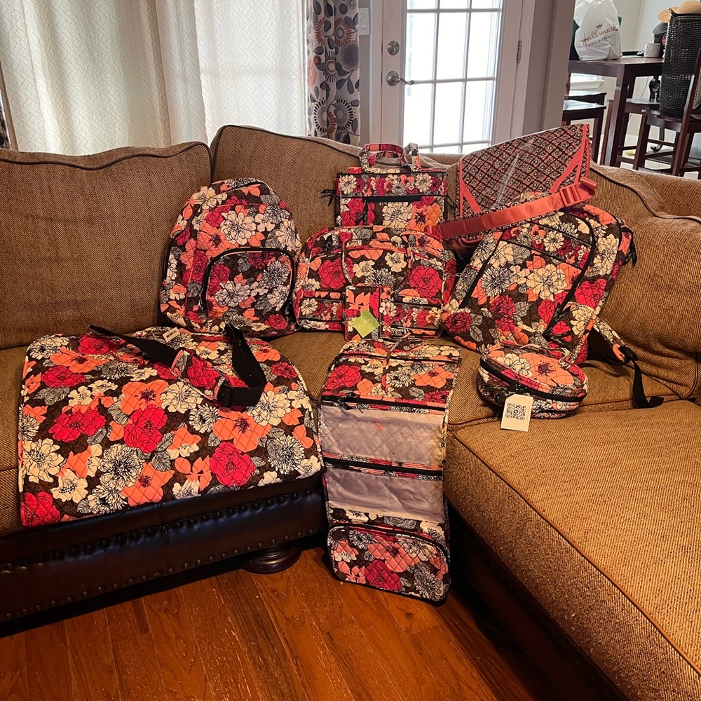 Vera Bradley Mocha Rouge (Pink and Brown Floral) Travel collection